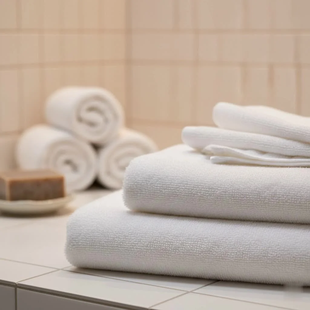 Velcro bath towel for effortless comfort