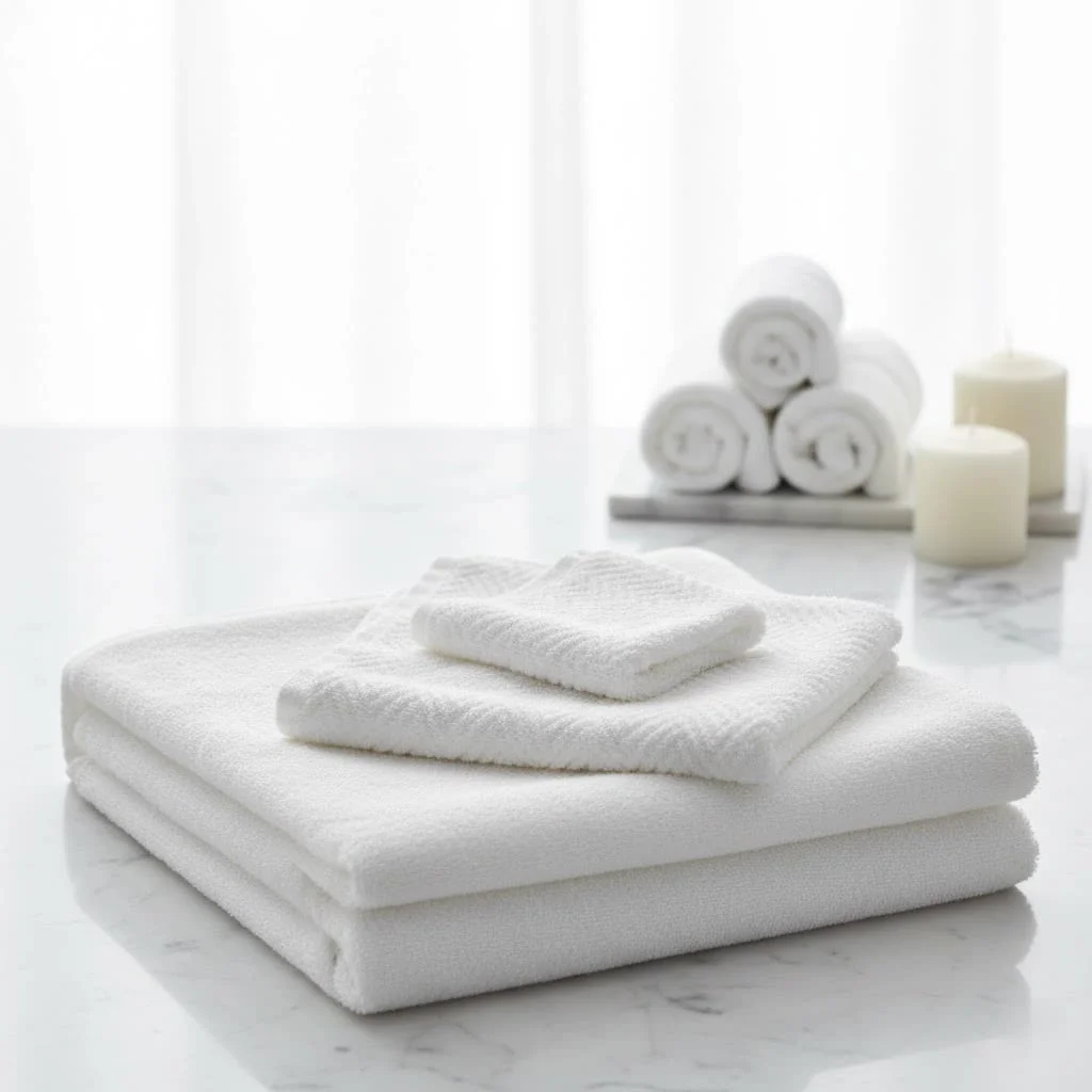 Stack of Home One Assorted Cotton Bath Towels in various colors